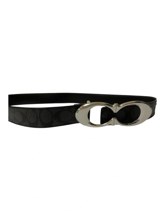COACH Signature Buckle Belt Gold Black Medium - NWOT **