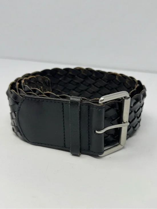 Y2K Gap Women's Size M Black Braided Genuine Leather Wide Belt