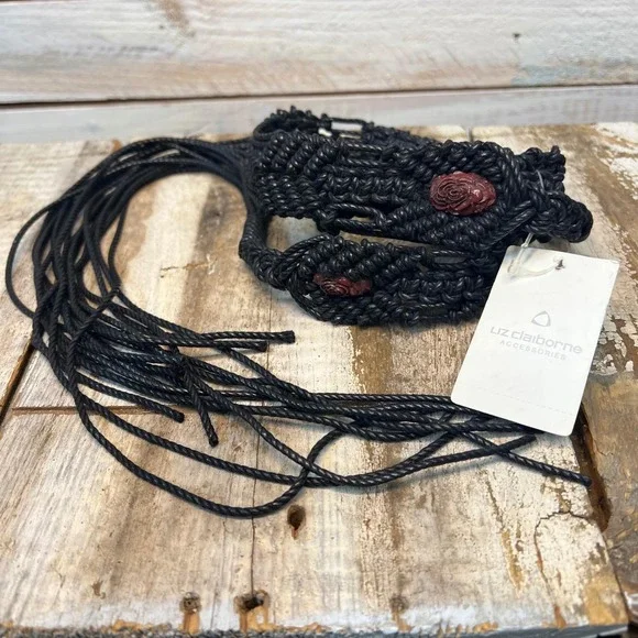 Vintage Liz Claiborne Macrame Rope Tie Belt Boho‎ Western Festival Belt