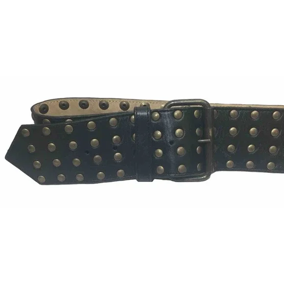 CATHERINE MALANDRINO Brown Brass STUDDED BELT Size M 34