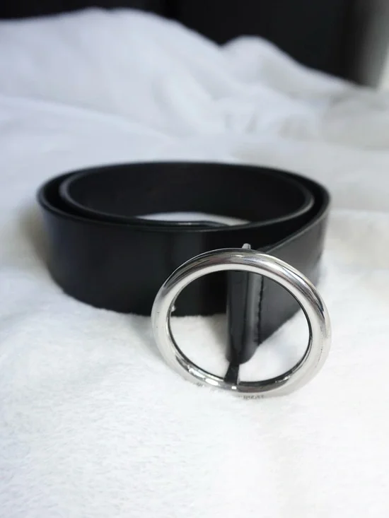 Rebecca Minkoff Black Polished Silver 38 mm Belt Women's Size XS