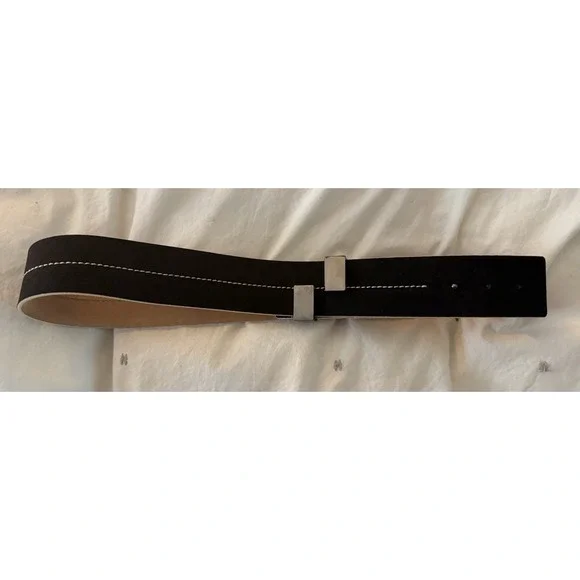 NEW Worth New York Italian Nubuck Leather Hip Belt Silver Buckle Medium M 38-40