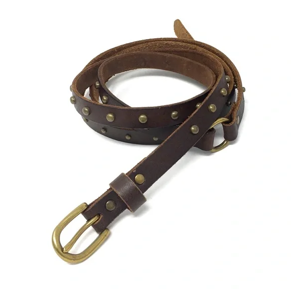 Hickory Brown Genuine Leather Wrap Around Stud Accent  Belt S/M