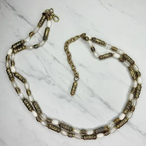 Express Vintage Chunky Beaded Gold Chain Belt Large (L/XL) Boho Statement ✨