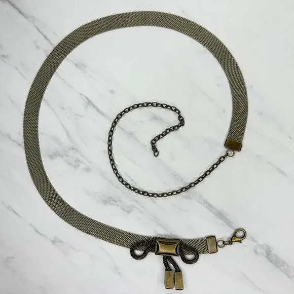 Metal Mesh Bow Bronze Tone Chain Link Belt One Size (OS) Adjustable Retro ✨
