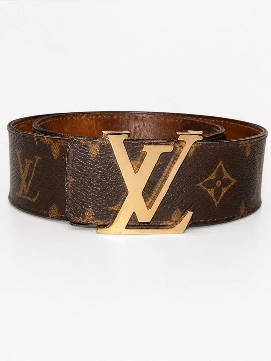 Louis Vuitton Monogram LV Belt Size 85/34 Brown Canvas Leather