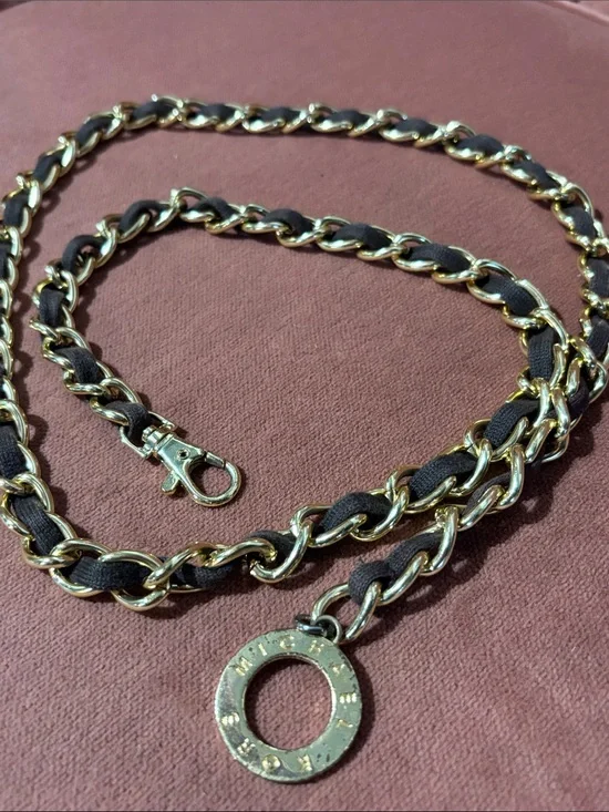 Michael Kors belt designer chocolate brown and gold Chain belt simple adjustable