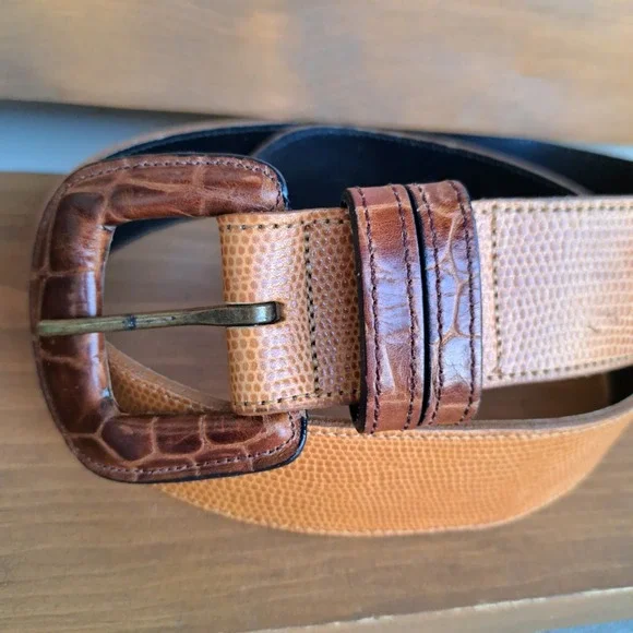 Talbots Women's Leather Belt Beige Size M 41.5 In