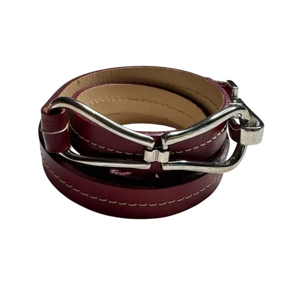 Landes Canada Genuine Leather Chain Clasp Buckle Belt Womens One Size Minimalist