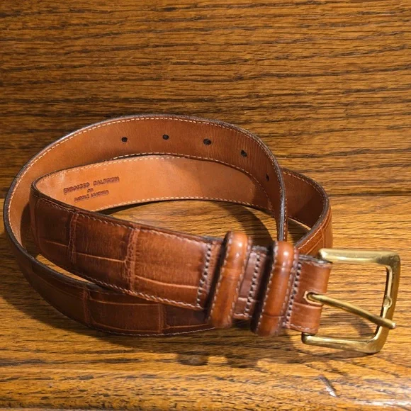 Brighton Brown Leather Belt with Gold Buckle Size 30