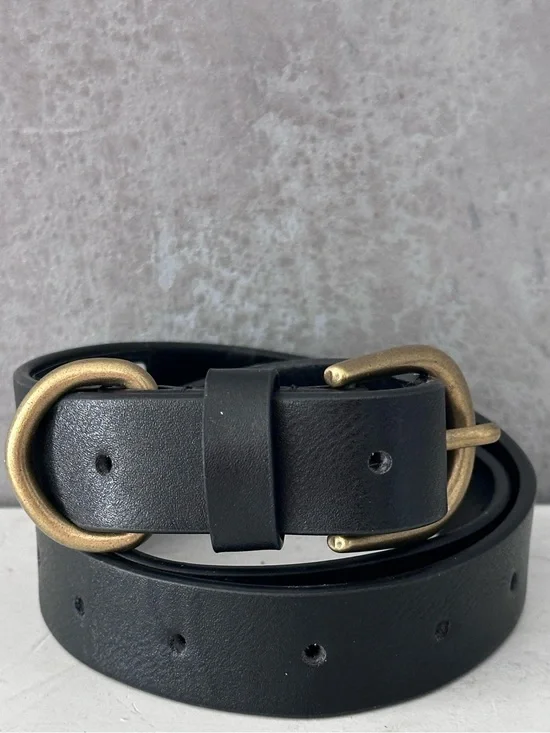 FRYE AND CO. Black Sustainable Leather Belt, Size SMALL