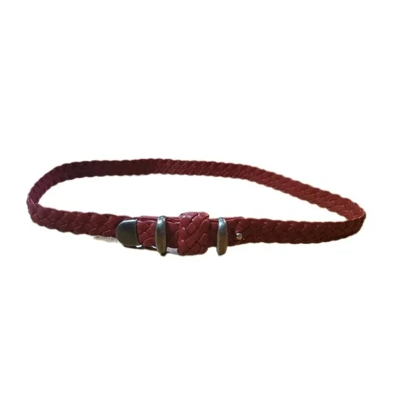 Vintage Ginnie Johansen Designs Dallas TX‎ Braided Red Leather Waist Belt Sz S/M