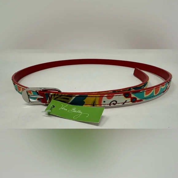Vera Bradley Thin PROVENCAL BELT Cloth Printed Faux Leather Back Women's 37
