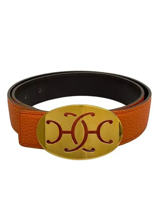 Hermes Orange Dark Brown Gold Taurillon #298144H80B