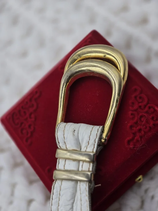 Gant White Leather Strap with Gold Double Buckles