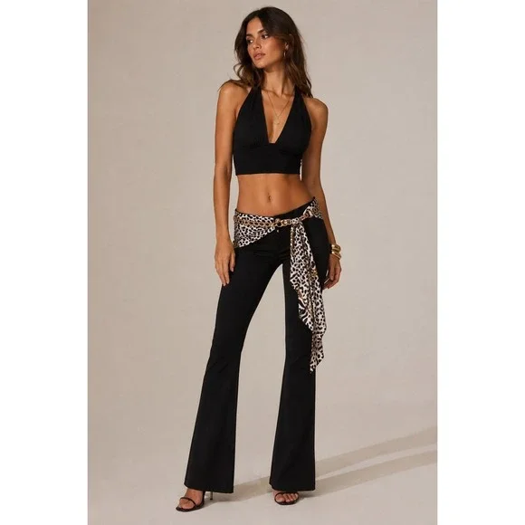 Gold Chain Leopard Zebra‎ Print Scarf Belt Mixed Media Waist Tie Mob Wife Disco