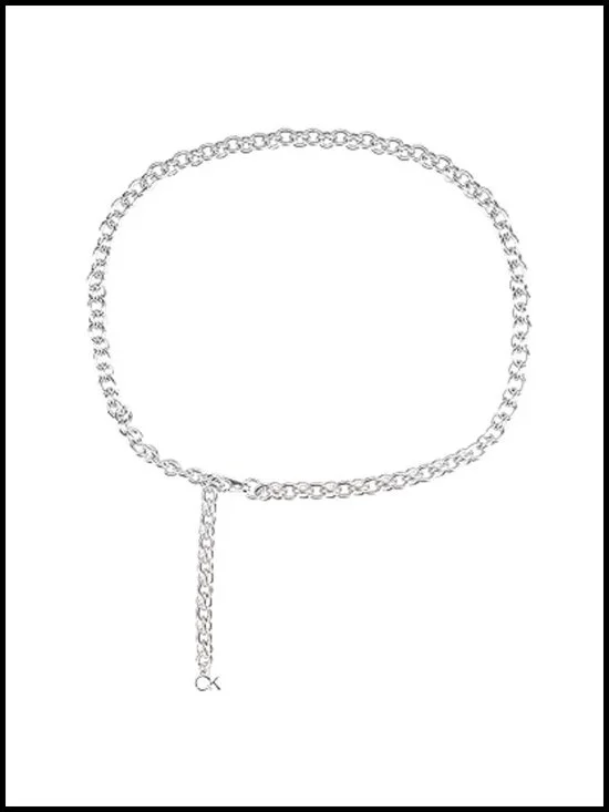 Slim Mesh Chain Waist Belt for Dresses Trousers Adjustable Clasp
