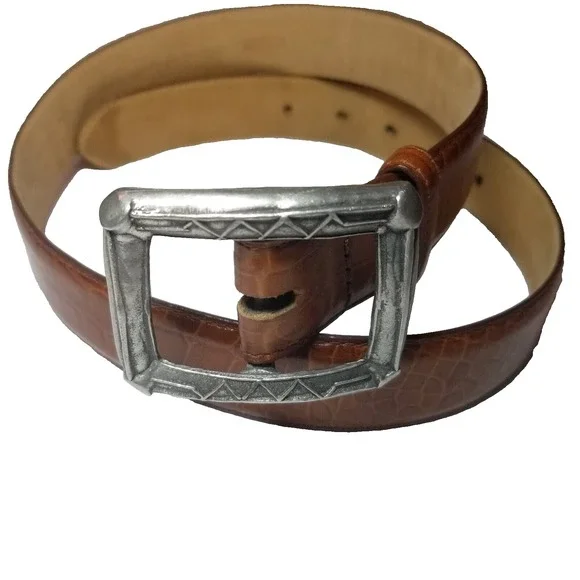 Cipriani Collection Italian Alligator Brown‎ Belt Medium Square Buckle