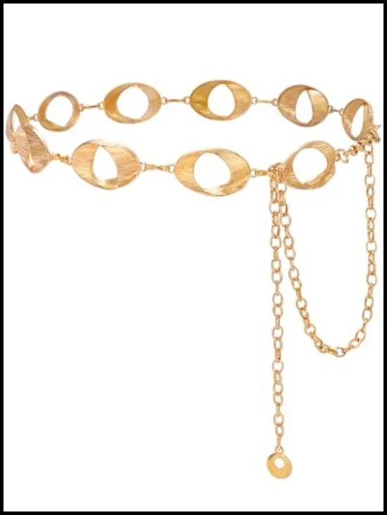 Gold Metal Chain Belt, Adjustable Body Link Belt for Women, Fashion Waist Chain