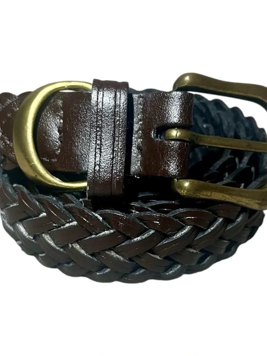 Woven Genuine Leather & Brass Women’s Belt – Brown – Size XL – Made in Guatemala