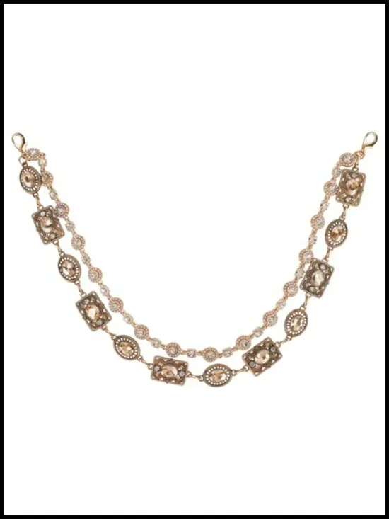 Vintage Gold Waist Chain Belt Rhinestone Multi-Layered Body Chain with Lobster