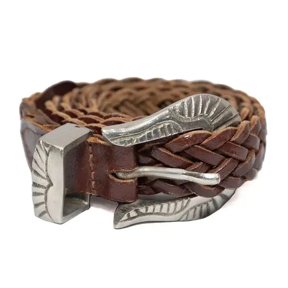 Genuine Leather Brown Braided Belt Size Large