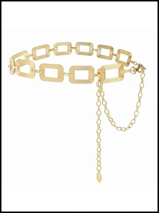 Boho Metal Waist Chain Body Circle Link Belt Fully Adjustable
