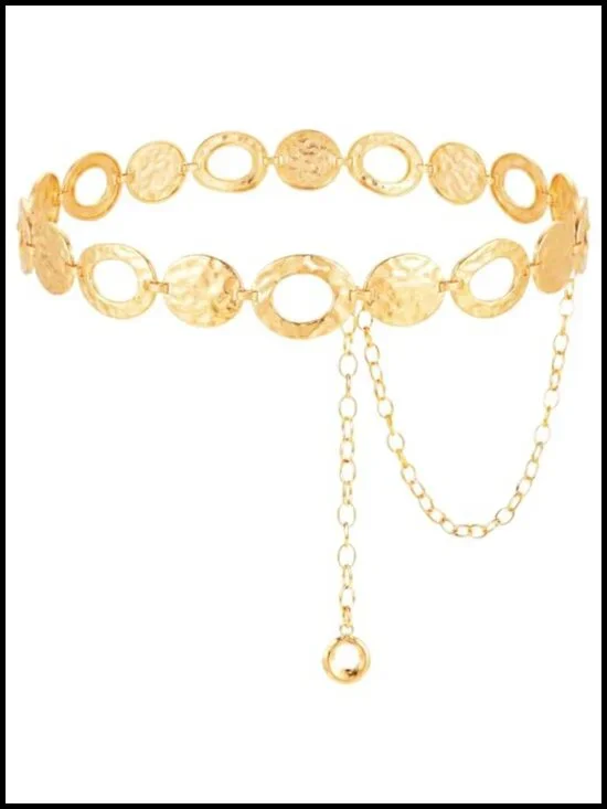 Metal Chain Belt Adjustable Chunky Link Waist Belt for Dresses Jeans