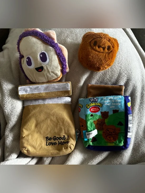 Plush Treat Toy Set - Tan, Purple, Orange