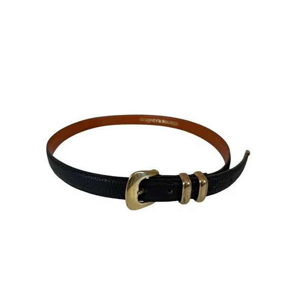 Dooney & Bourke All Weather Leather Belt Black Gold Tone Buckle Large 34-36