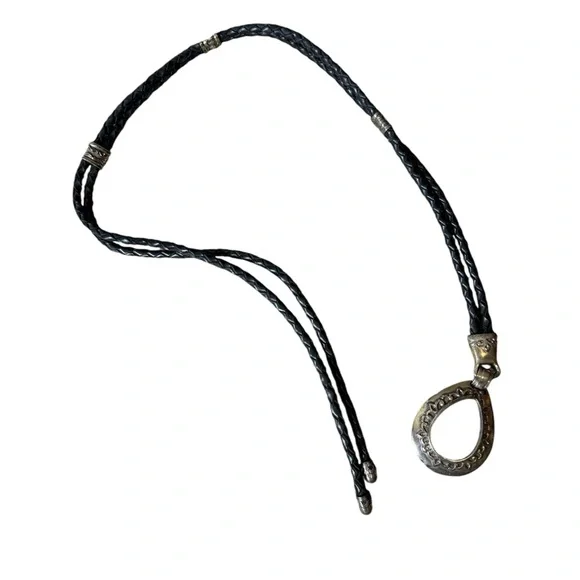 Taiwan R.O.C 1994 Vintage Braided Leather Silver Headwear Belt Adjustable‎ Used
