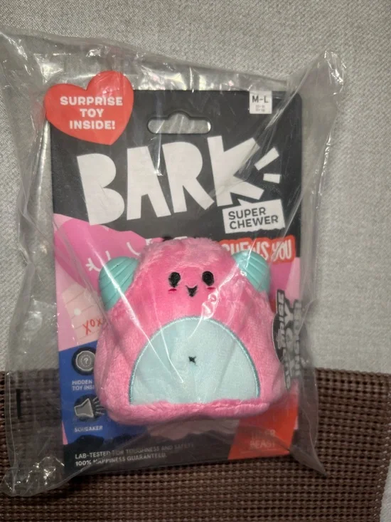 NWT BARK Pink Plush Super Chewer Toy M-L 20+ lb