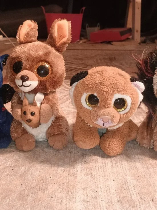 Ty Beanie Boos Plush Toy Set - Dragon, Kangaroo, Lion, Cheetah