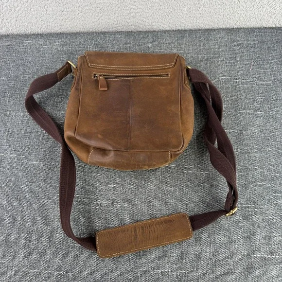 Tiding Messenger Bag Mens Brown Leather Crossbody Flap Satchel Pockets