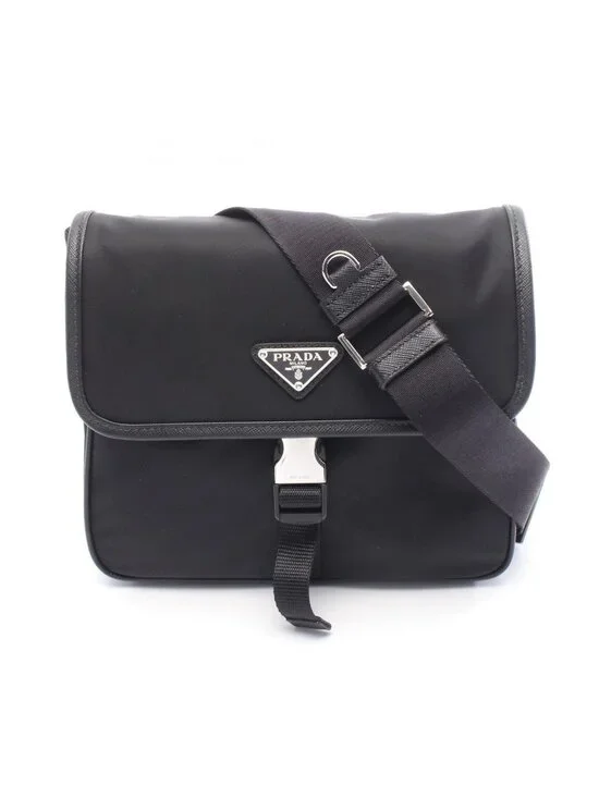 Prada Shoulder Bag Cross Nylon Saffiano Leather