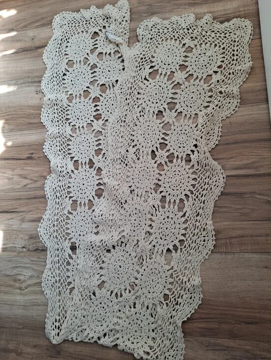 Crochet Runner Set Mix Cotton/Rame Boho Beautiful Set of 2 Beige