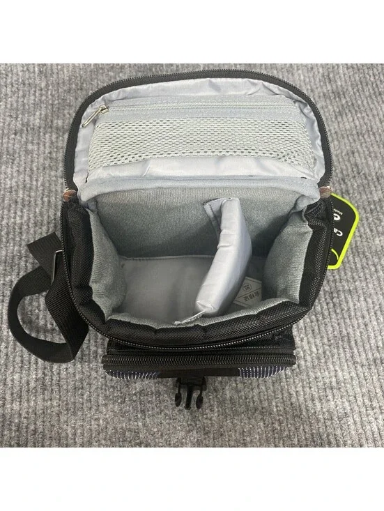 EveCase Camera Bag Small Black Multi Storage Zipper Pockets Shoulder Strap Nylon