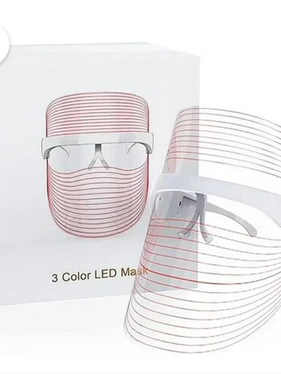 LED Face Mask with Clear Shield - White Frame