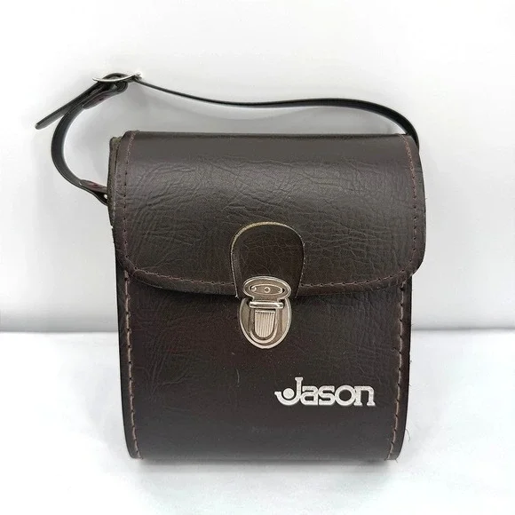 Jason Binocular Camera Case Vintage Brown Faux Leather Hard Shell Travel Bag