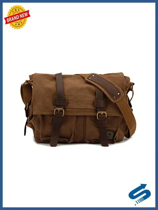 Canvas Messenger Bag for Men, Laptop Shoulder Bag, Vintage