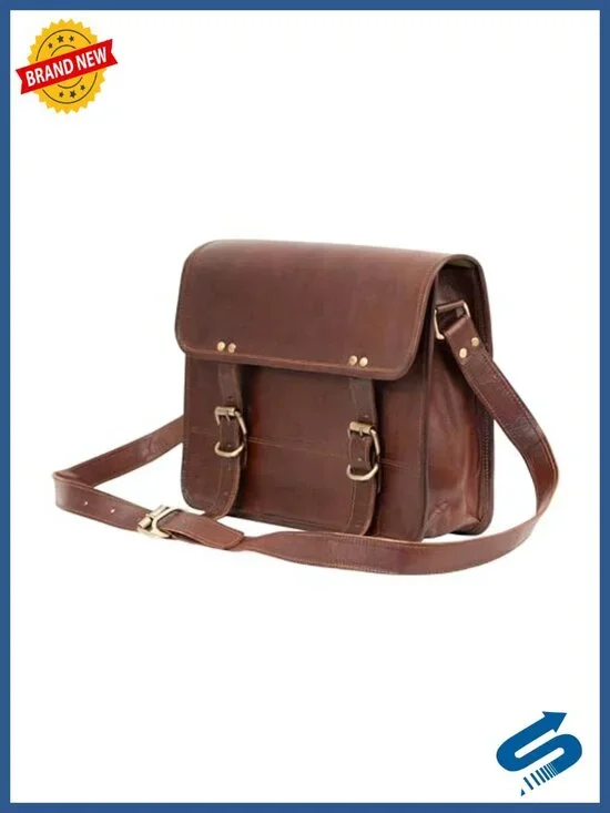 Vintage Genuine Leather Messenger Bag Crossbody Satchel Small 10 Inch