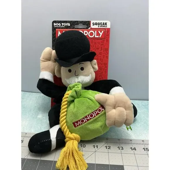 Hasbro Mr. Monopoly Mr. Money Bags  Squeaker & Crinkle Dog Toy Brand New‎