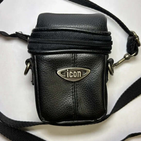 Compact camera bag, vintage faux leather