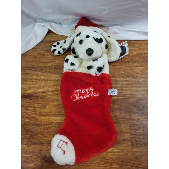 Vtg Chrisha Playful Plush 1988 Merry Christmas Dalmatian Dog 21 Inch Stocking
