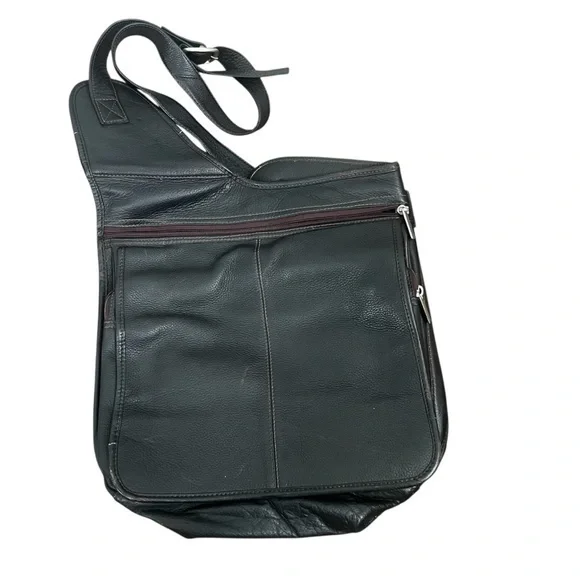 Brown Genuine Leather Men's crossbody Bag