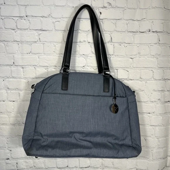 Lo‎ & Sons O.G. Blue Travel Messenger Carry On Bag Gray Interior Silver Hardware