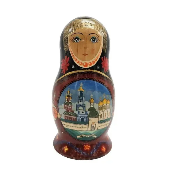HAND‎ PAINTED Russian Nesting Dolls Three layers *DOG CHEWED