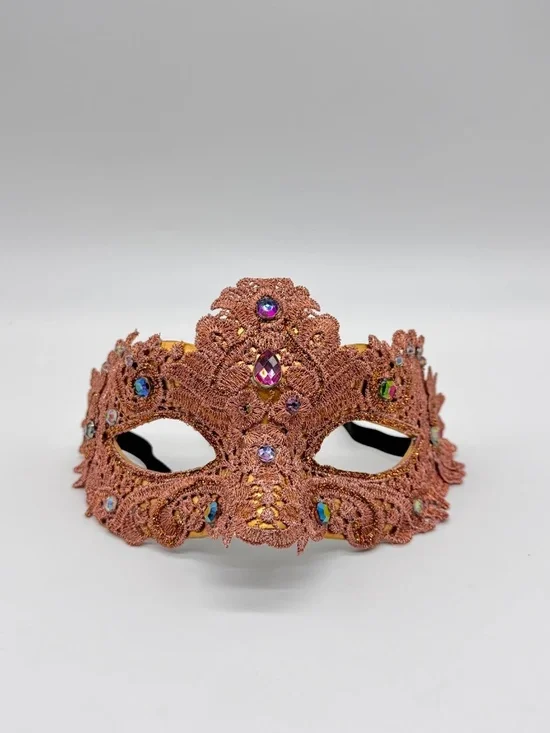 New Beyond Masquerade Rose Gold Lace Princess Venetian Mask Rhinestone Halloween