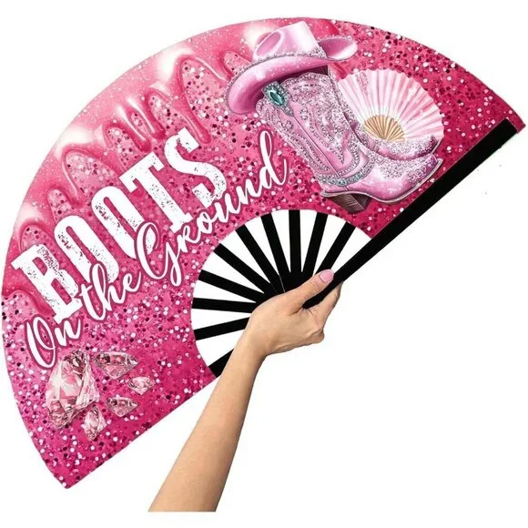 Large Foldable Hand Fan for Line Dancing Western Style Cool Gift for Women Men