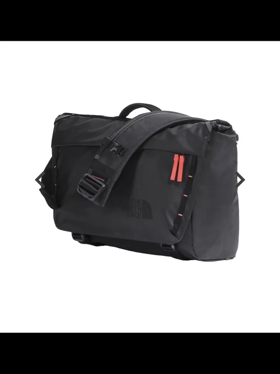 The North Face Voyager Base Camp Messenger Bag In Asphalt Gray/Vibrant Orange